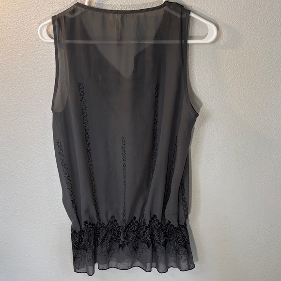 Black and Gray Sleeveless Top with Lace Detail -59sku - Picture 3 of 4